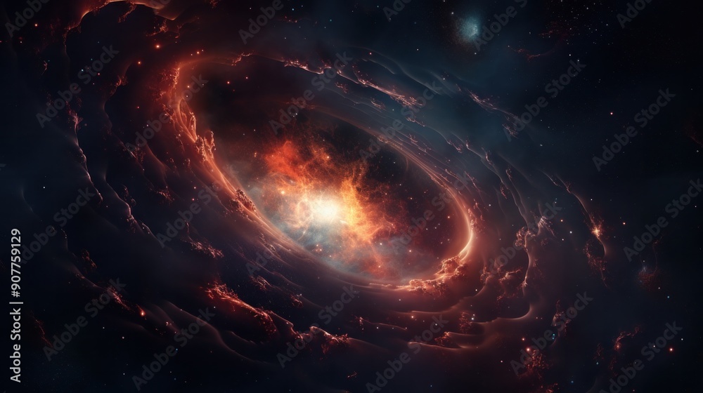 Obraz premium A black hole as seen through the eyes of an astronaut, capturing the awe-inspiring sight of this cosmic phenomenon.