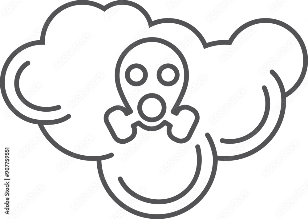 Poison cloud line icon. Air pollution smoke