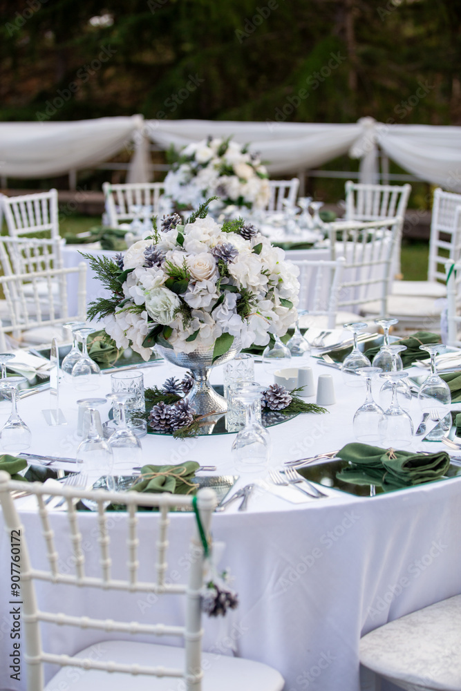 Luxury Wedding Venue: Beautifully Decorated Outdoor Space with Wisteria