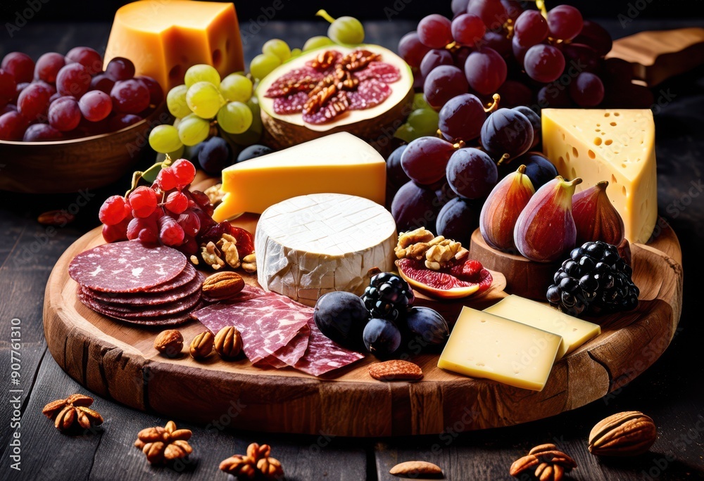 artfully arranged premium cheese charcuterie platter featuring variety flavors visual culinary experience, artisan, board, display, arrangement, decorative artfully arranged premium cheese charcuterie platter featuring variety flavors visual culinary experience, artisan, board, display, arrangement, decorative