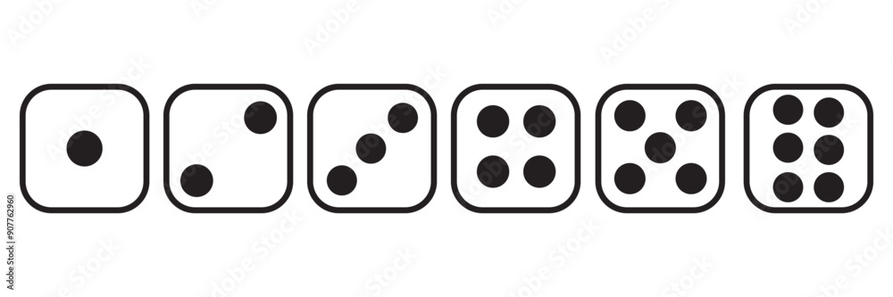 Game dice set isolated on white background. Set of dice in flat and linear design from one to six.eps10 Game dice set isolated on white background. Set of dice in flat and linear design from one to six.eps10