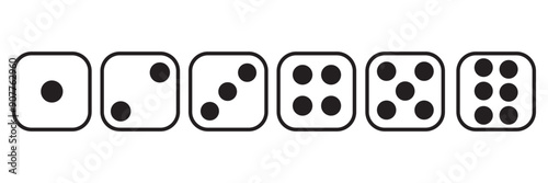 Game dice set isolated on white background. Set of dice in flat and linear design from one to six.eps10