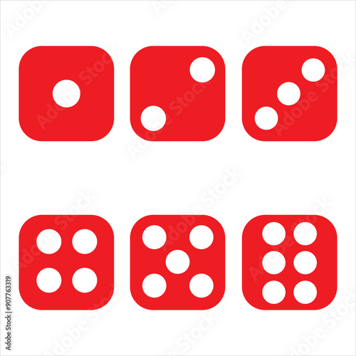 Game dice set isolated on white background. Set of dice in flat and linear design from one to six.eps10