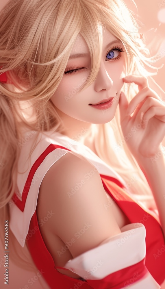 Portrait of anime bunny girl in sexy dress in blooming garden. Portrait of anime bunny girl in sexy dress in blooming garden.