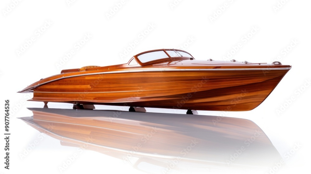 A mahogany boat, its gleaming hull reflecting the sun's rays A mahogany boat, its gleaming hull reflecting the sun's rays