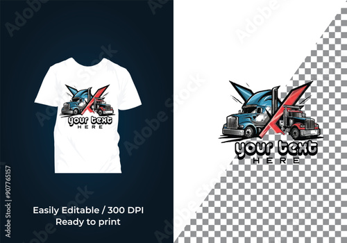 Trucking logo Tshirt - truck trailer cargo, Logistics logo,Best for trucking and freight related  industry logo and Tshirt design vector  illustration