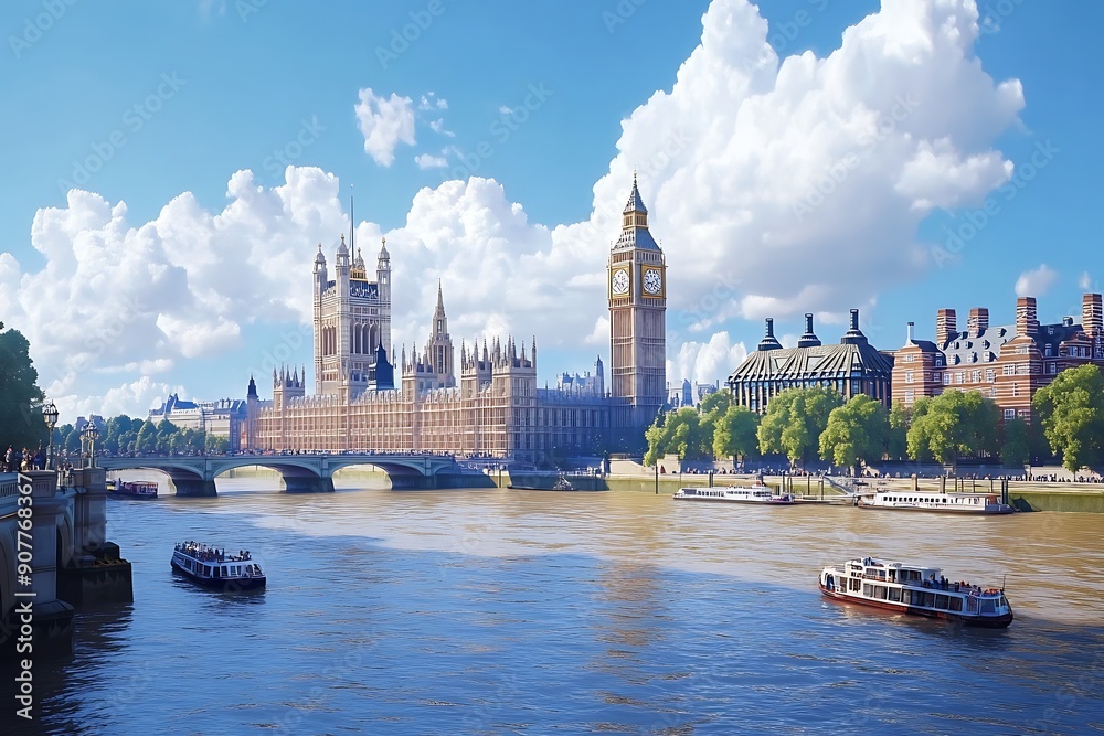 Obraz premium The Palace of Westminster Big Ben at sunny day, London, England, UK