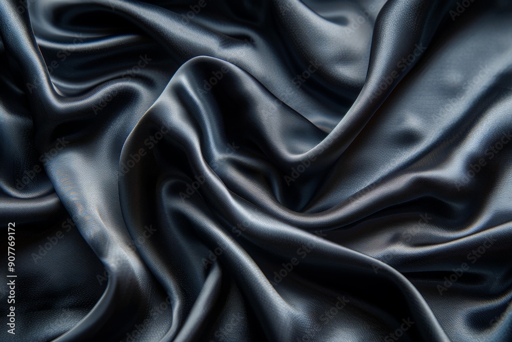 Fototapeta premium Textured Fabric, Digital Rendering, Clothing Material, Dark Gray, Shiny Surface, Seamless Background, Soft Squiggle Pattern, Fashion Accessory, Luxurious Look