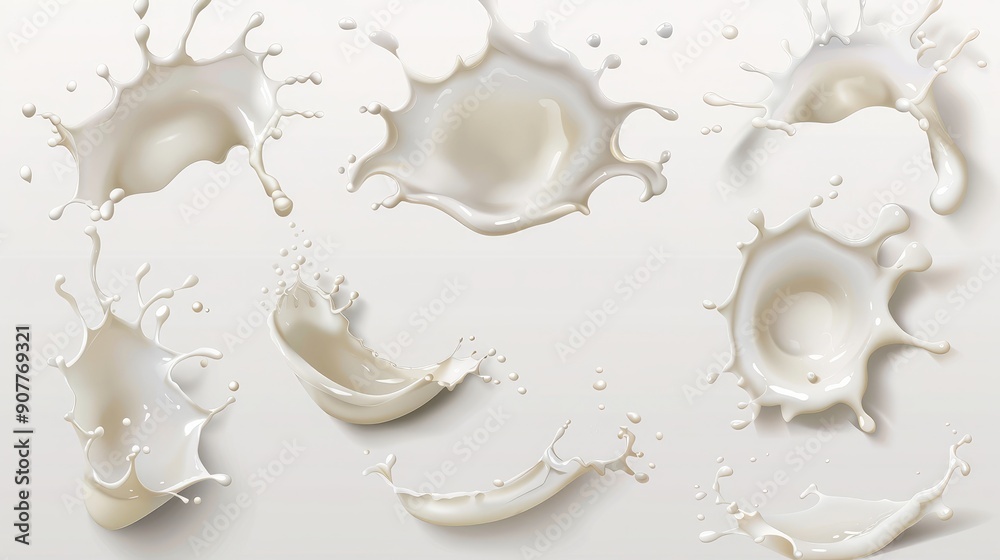Milk or cream splash concept set, cut out Milk or cream splash concept set, cut out