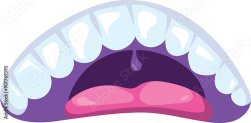Scared open mouth expression. Cartoon funny emotion