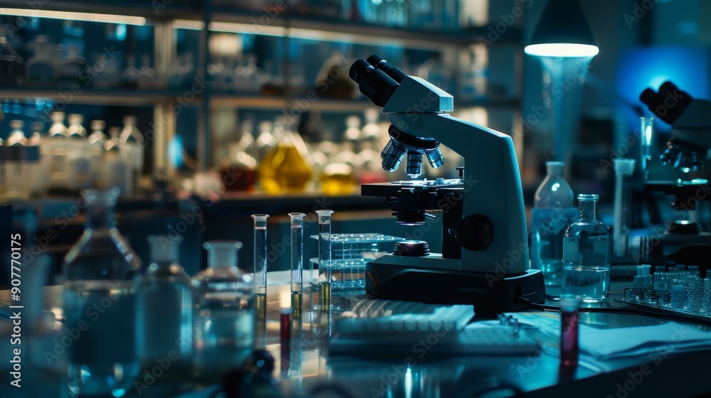 Modern Microscope In A Laboratory. Modern Microscope In A Laboratory.