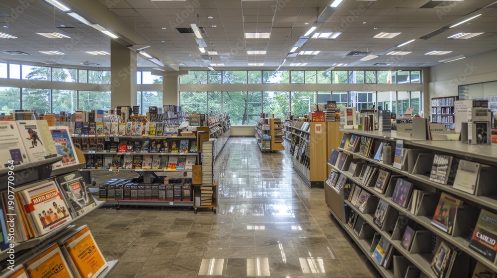 Modern Bookstore Interior with Bookshelves and Natural Light. Modern Bookstore Interior with Bookshelves and Natural Light.