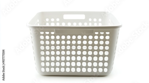 White Plastic Laundry Basket with Holes