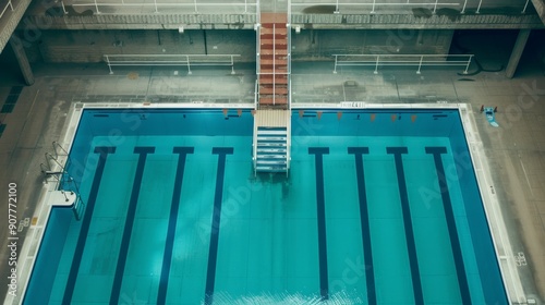 Empty Swimming Pool with Black Lines. photo