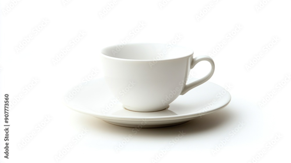 White Coffee Cup and Saucer Isolated on White Background White Coffee Cup and Saucer Isolated on White Background