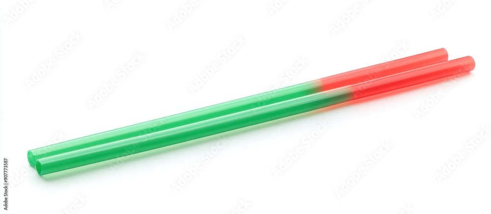 Two Green and Red Plastic Drinking Straws Two Green and Red Plastic Drinking Straws