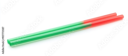 Two Green and Red Plastic Drinking Straws