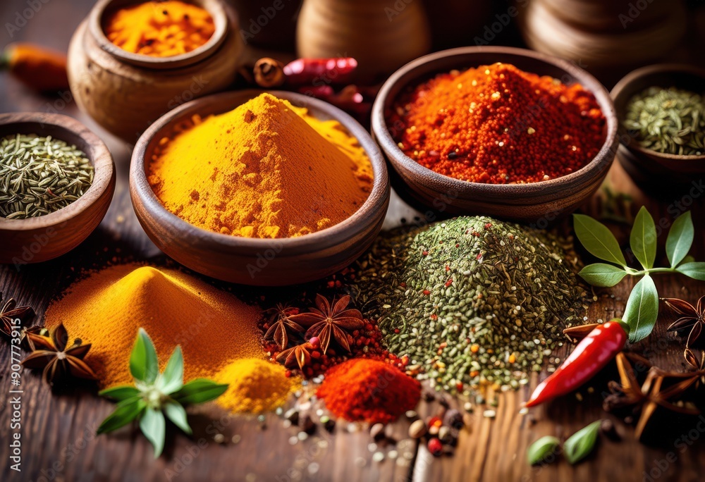 vibrant spice blend showcasing dynamic hues contrasts array colors textures, culinary, seasoning, ingredients, aroma, palette, mixture, variety, organic vibrant spice blend showcasing dynamic hues contrasts array colors textures, culinary, seasoning, ingredients, aroma, palette, mixture, variety, organic