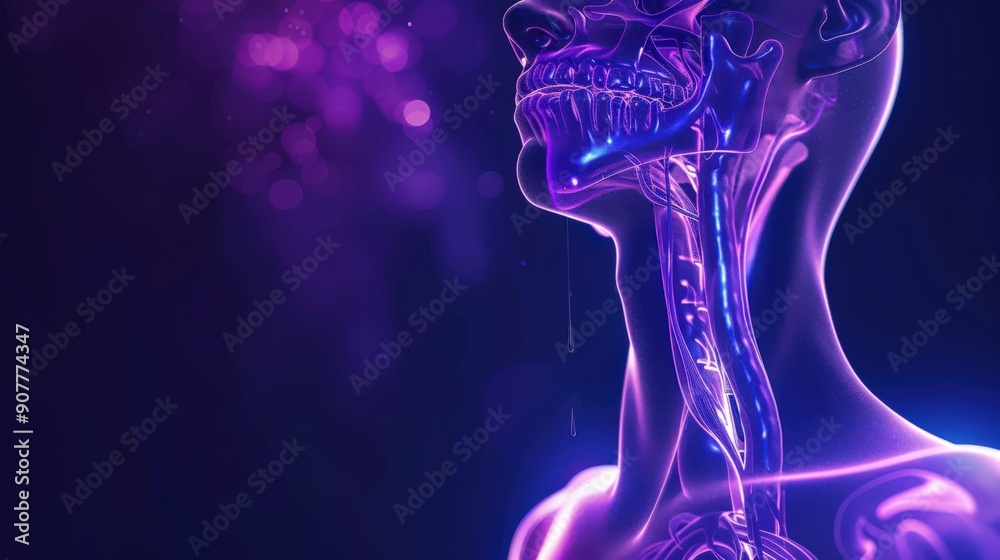 A close up of a human body with purple and blue colors A close up of a human body with purple and blue colors