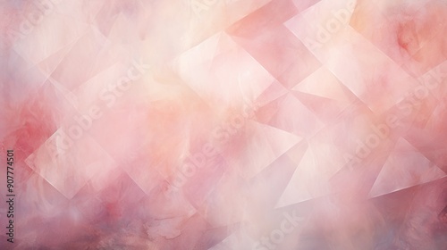 An ethereal abstract diamond pattern with geometric shapes bathed in a soft, diffused pink glow