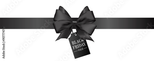 Black ribbon and black friday sale tag