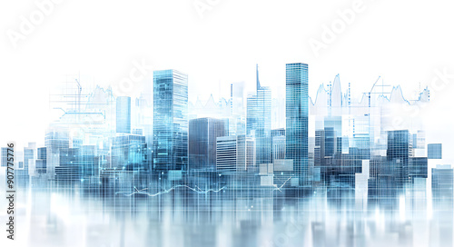 A Stock Photo of an Abstract Cityscape with Skyscraper Silhouettes