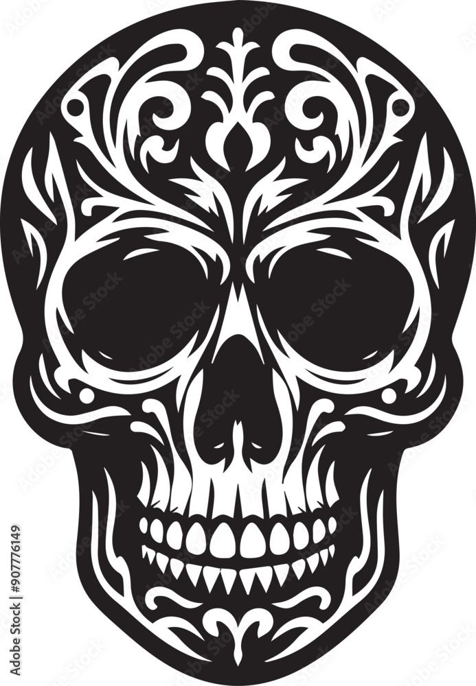 Fototapeta premium Skull silhouette vector art illustration
