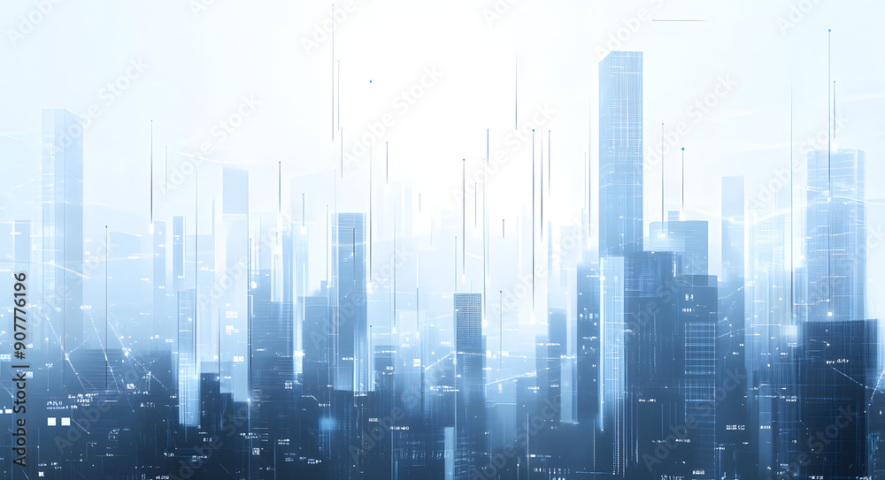 A Stock Photo of an Abstract Cityscape with Skyscraper Silhouettes A Stock Photo of an Abstract Cityscape with Skyscraper Silhouettes