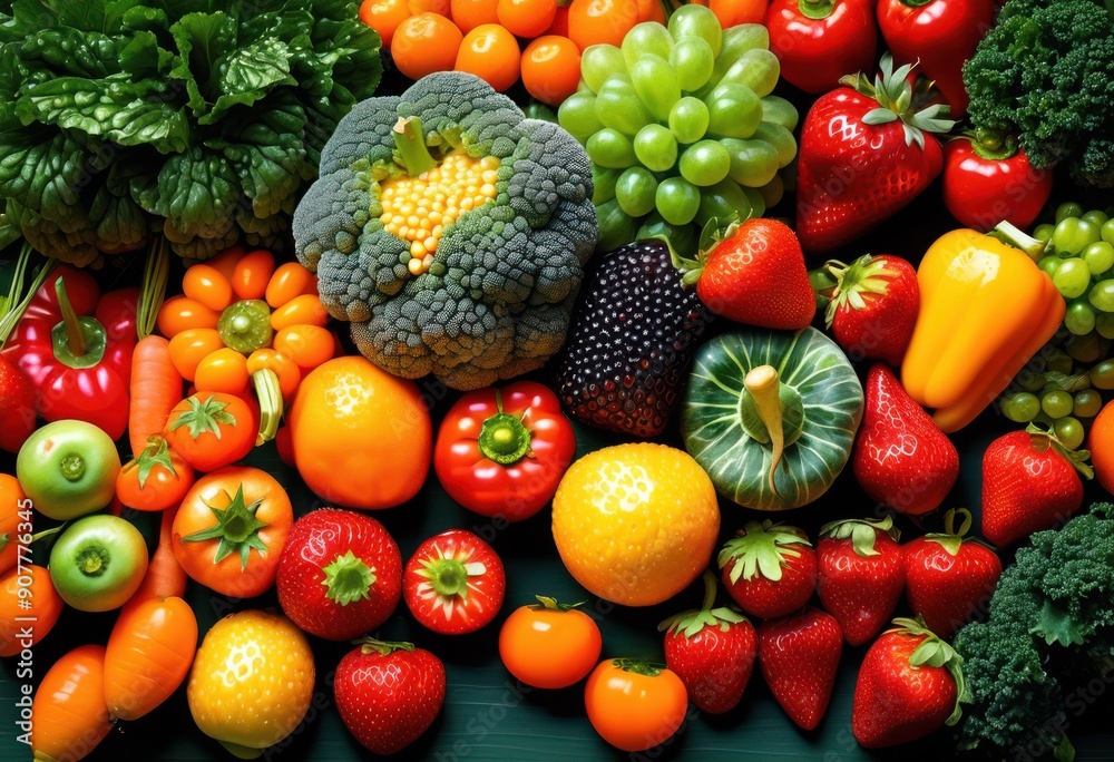 vibrant close fresh seasonal fruits vegetables displaying rich colors textures healthy lifestyle, organic, produce, natural, garden, ripe, juicy, green, red vibrant close fresh seasonal fruits vegetables displaying rich colors textures healthy lifestyle, organic, produce, natural, garden, ripe, juicy, green, red