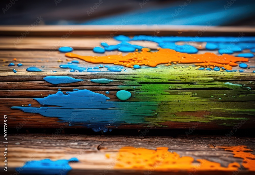 Fototapeta premium vibrant colors textures displayed natural wood surface creating stunning visual contrast, backdrop, beauty, design, nature, aesthetic, composition, pattern