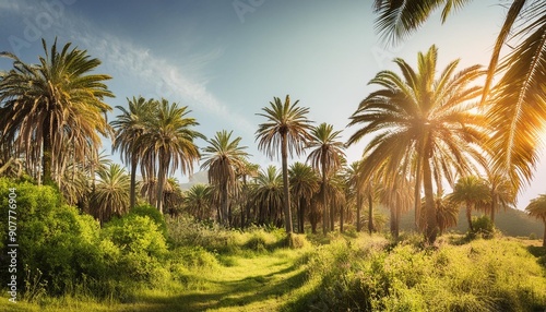 Natural Harmony Palm trees harmonizing with other native flora in a protected nature reserve.