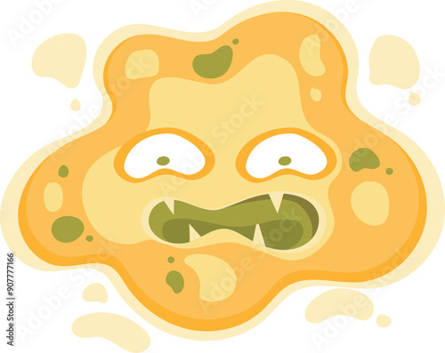 Infection disease bacteria with evil face. Cartoon microbe