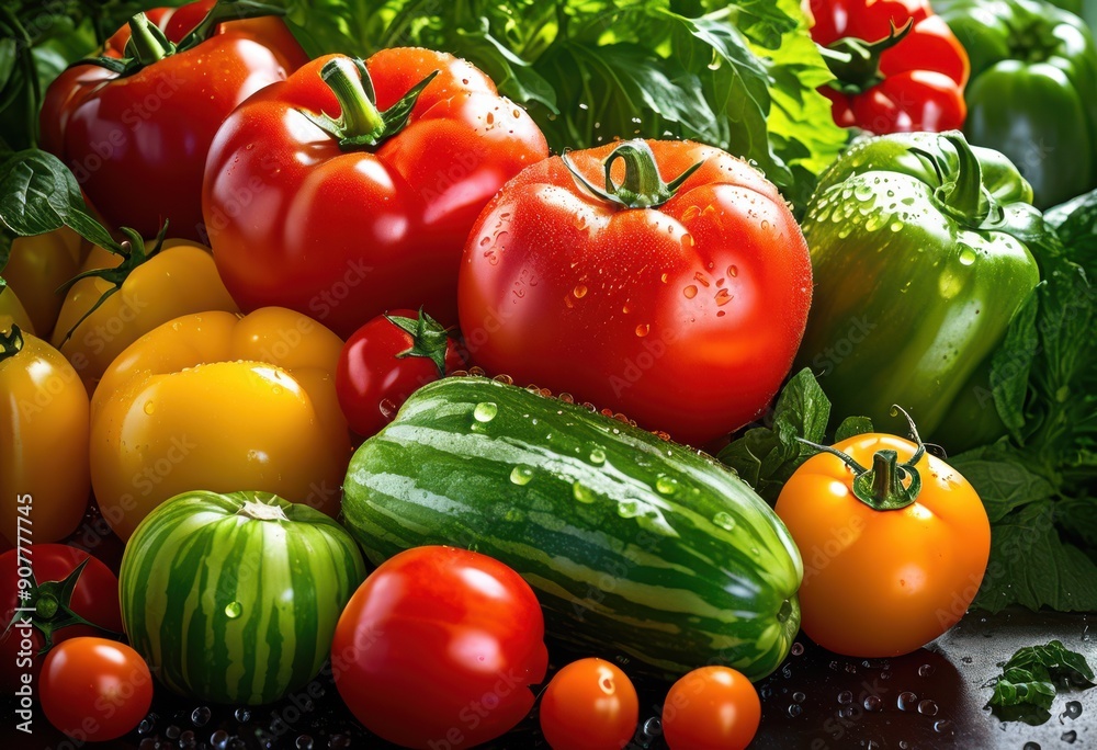 vibrant close fresh colorful produce greens showcasing bounty harvest lively hues, vegetables, fruits, organic, healthy, garden, market, bright, juicy, ripe