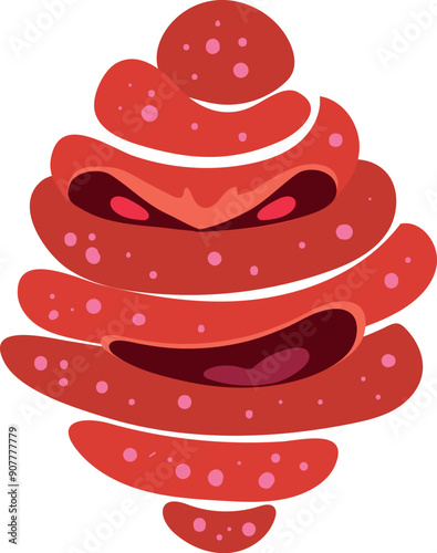 Microbe character. Red infection disease with angry face