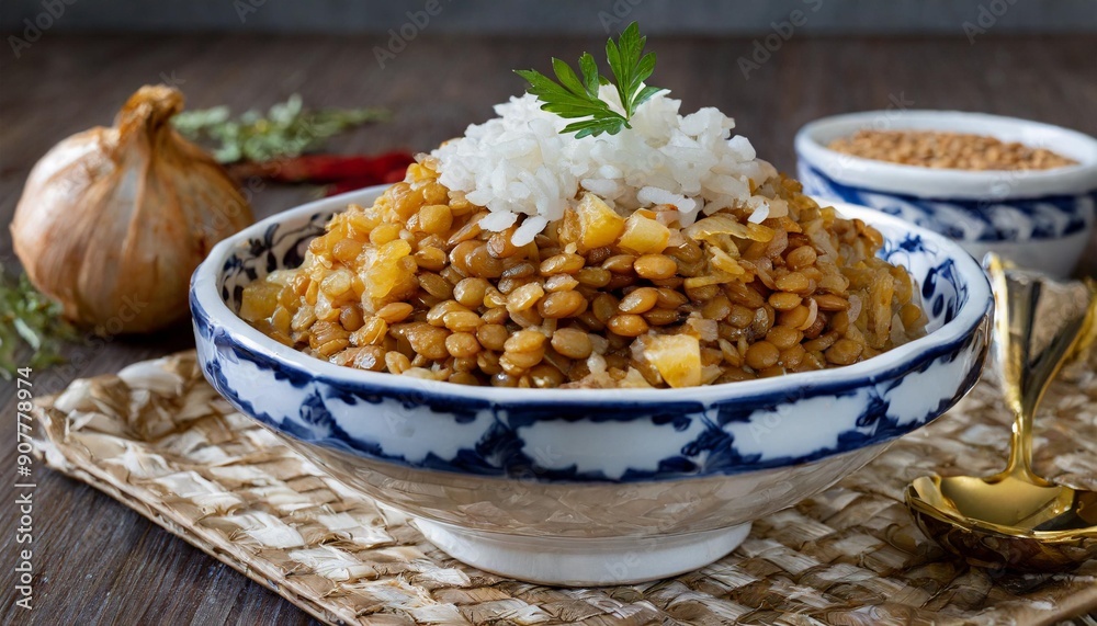 Tasty Mjadra: Lentils and Rice Topped with Caramelized Onions Tasty Mjadra: Lentils and Rice Topped with Caramelized Onions