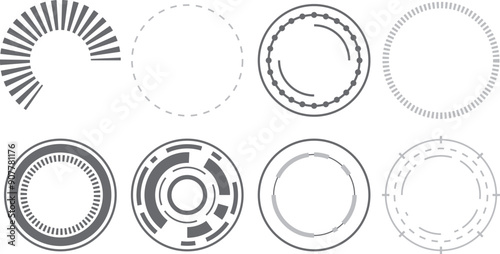 Round progress circle indicator in futuristic ui style