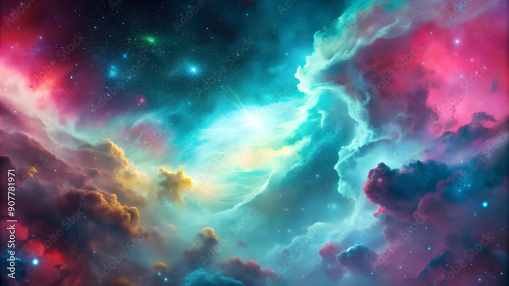 Fototapeta premium Abstract cosmic landscape in vibrant tones