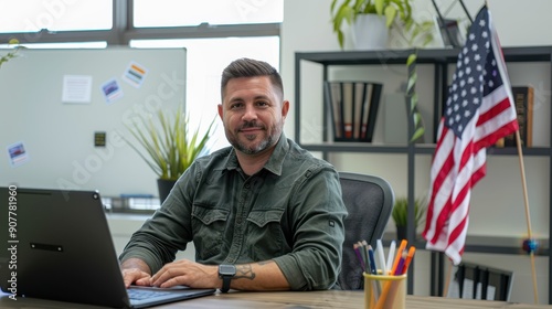 The man at office desk photo