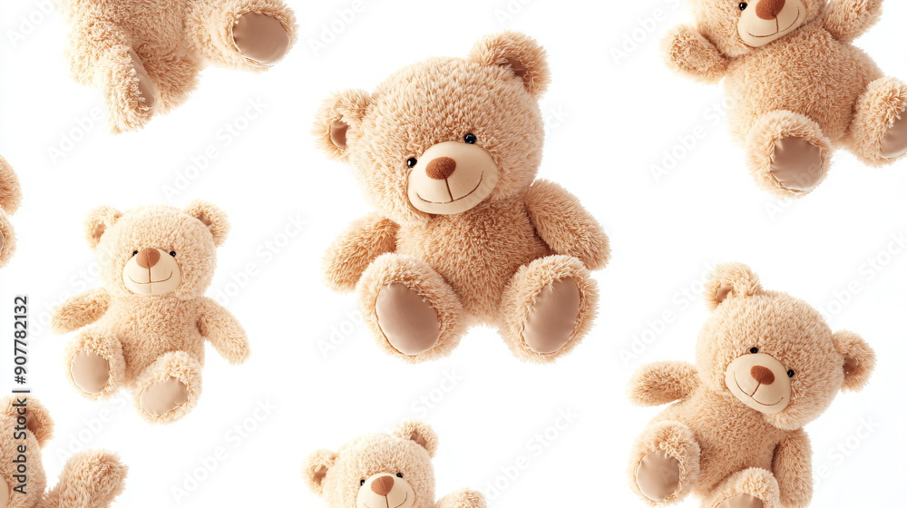falling plush teddy bears background