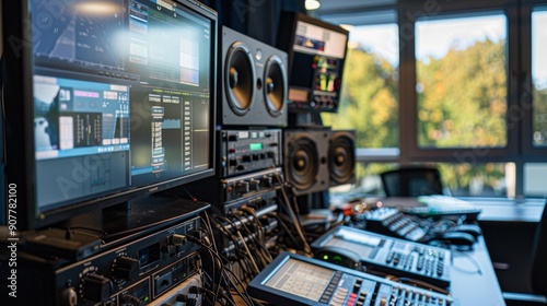 Audio Mixing Desk In Studio.