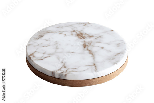 Round marble trivets isolated on transparent background. photo