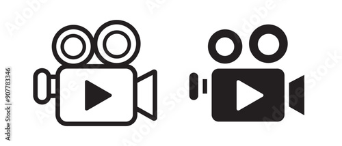 Video camera icon, vector, silhouette. Outline video camera icon, vector, video camera symbol. Vector illustration.