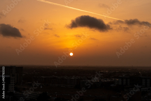 Austin, Texas - Rooftop view of Sunrise in Austin on another hot summer morning photo