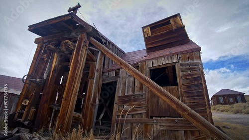 Daytime Tracking Shot of an Abandoned Cabin in Bodie Ghost Town