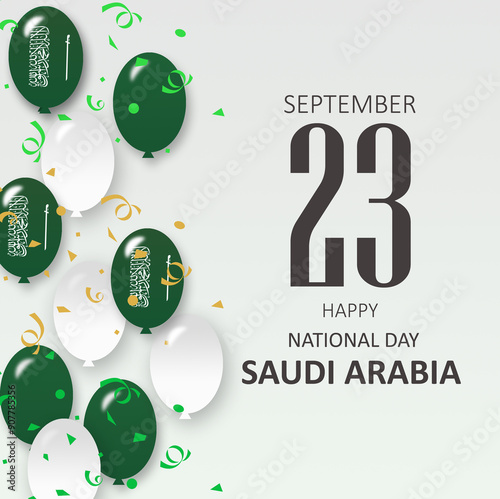 National Day Of Kingdom of Saudi Arabia 23 September. Saudi Arabia flag balloon.