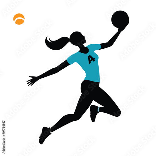 a Volleyball women player spiking the ball, silhouette vector illustration.  