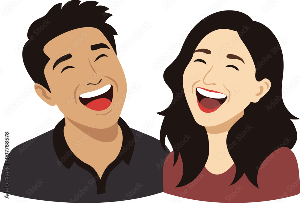 Two people joyfully laughing, embodying happiness and connection in a vibrant outdoor setting.