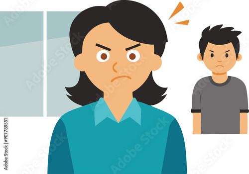 Two individuals exhibit frustration in an indoor environment, showcasing their disagreement visually and emotionally.