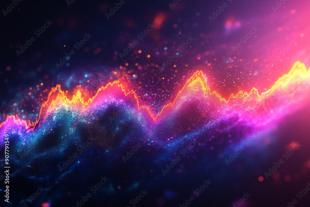 Abstract Neon Chart with Rising Line Abstract Neon Chart with Rising Line