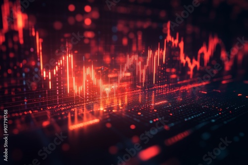 Wallpaper Mural Abstract Data Visualization: Red and Blue Digital Landscape Torontodigital.ca